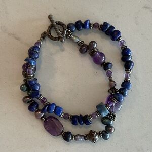 💜💙💜Genuine Elegant Lapis Blue and Amethyst Purple Beaded Bracelet